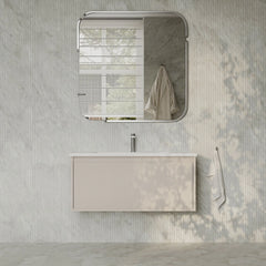 Amelia Fluted Matt Cream White Vanity Unit with Ceramic Basin 1000mm