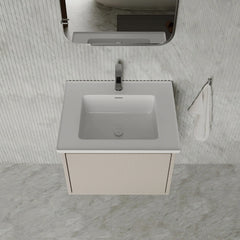 Amelia Fluted Matt Cream White Vanity Unit with Ceramic Basin 600mm