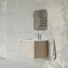 Amelia Fluted Matt Cream White Vanity Unit with Ceramic Basin 600mm