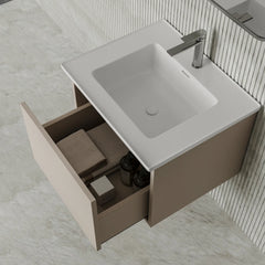 Amelia Fluted Matt Cream White Vanity Unit with Ceramic Basin 600mm