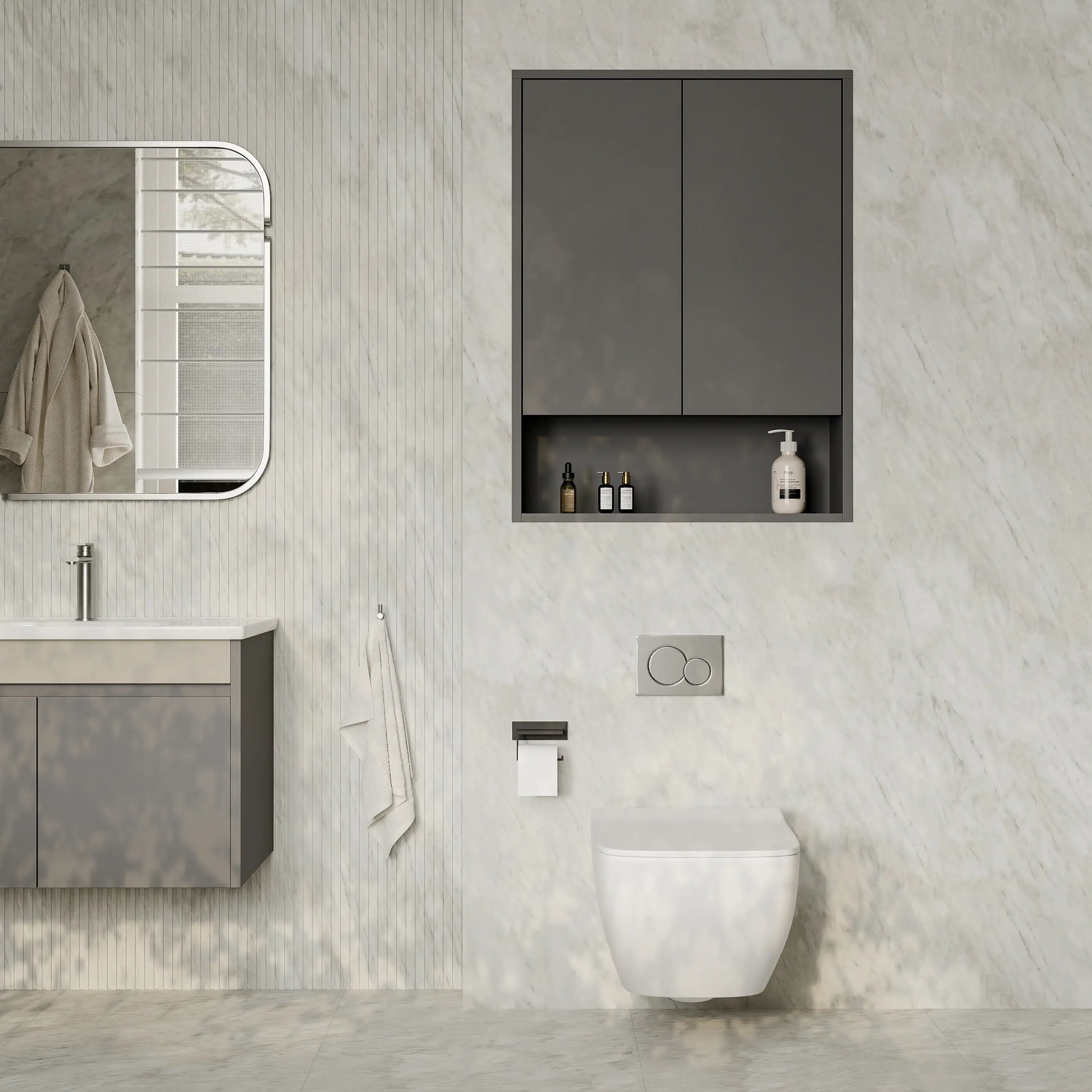 Luna Wall-Mounted Storage Cabinet with Open Shelf