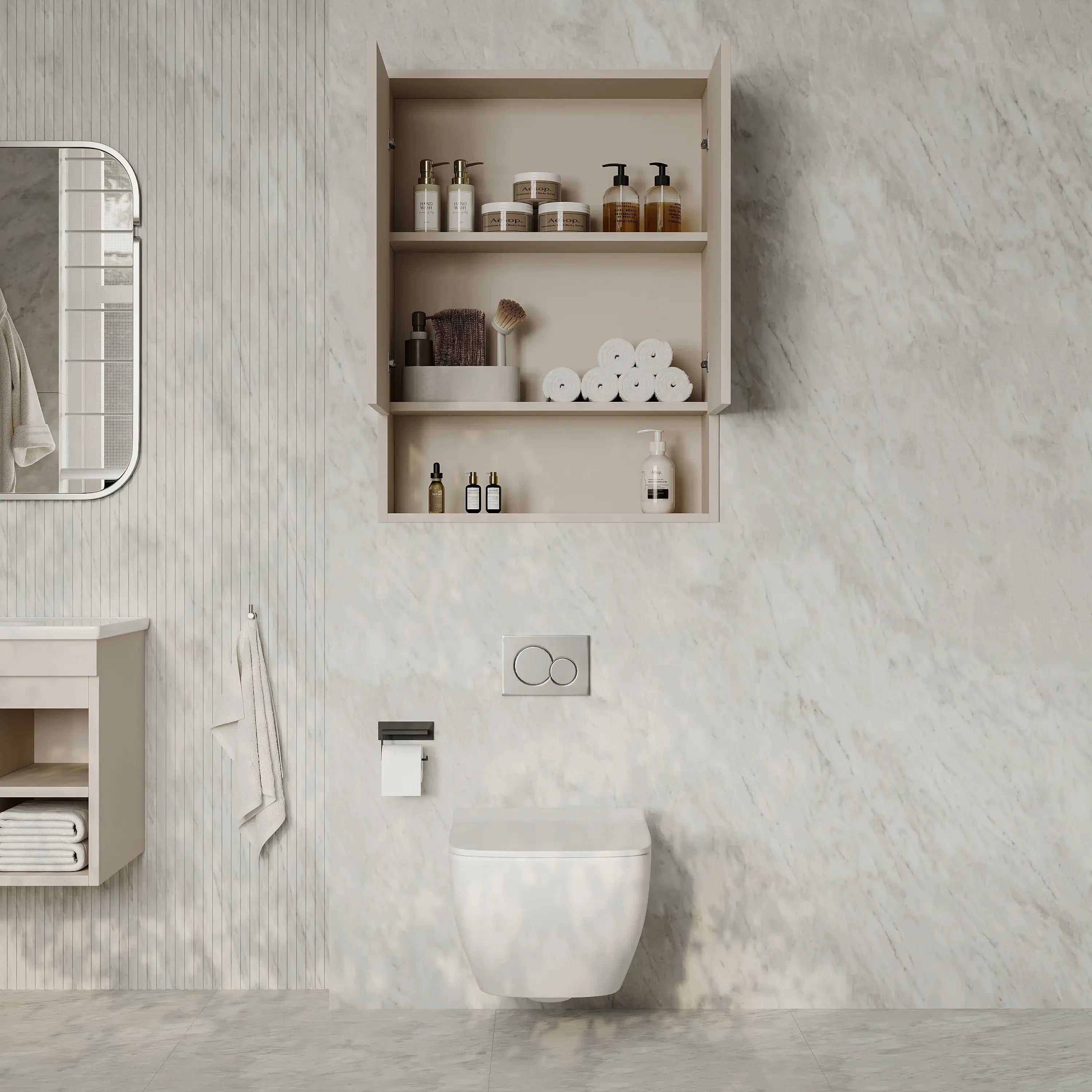 Luna Wall-Mounted Storage Cabinet with Open Shelf
