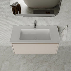 Amelia Fluted Matt Cream White Vanity Unit with Ceramic Basin 1000mm