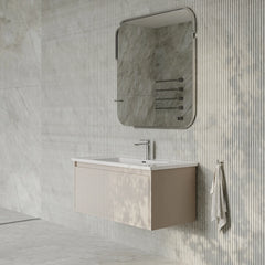 Amelia Fluted Matt Cream White Vanity Unit with Ceramic Basin 1000mm