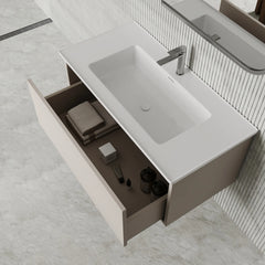 Amelia Fluted Matt Cream White Vanity Unit with Ceramic Basin 1000mm