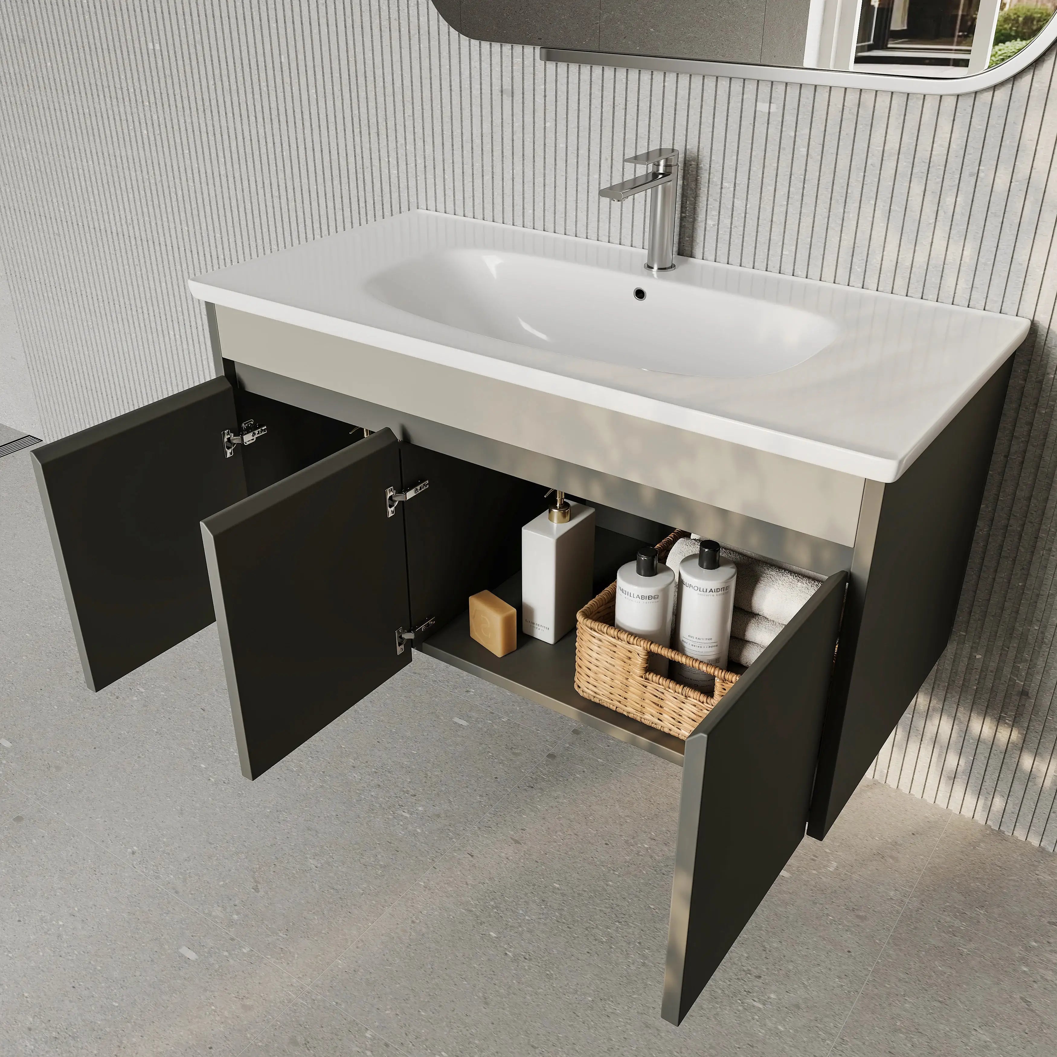 Darcy Matt Grey Vanity Unit with Ceramic Basin 1000mm