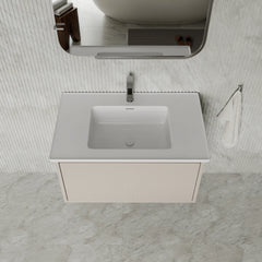 Amelia Fluted Matt Cream White Vanity Unit with Ceramic Basin 800mm