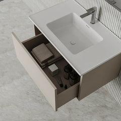 Amelia Fluted Matt Cream White Vanity Unit with Ceramic Basin 800mm