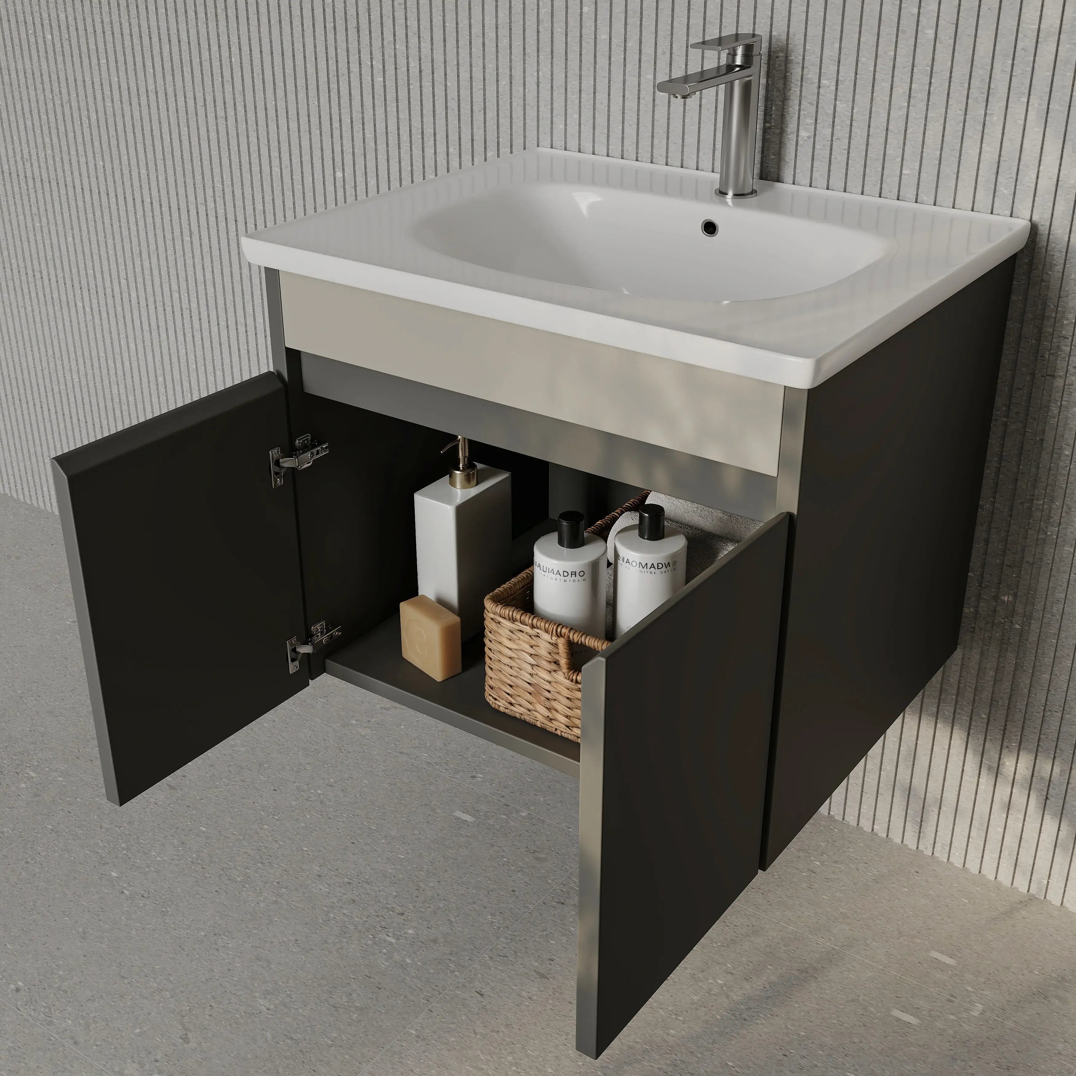 Darcy Matt Grey Vanity Unit with Ceramic Basin 600mm
