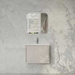 Amelia Fluted Matt Cream White Vanity Unit with Ceramic Basin 600mm