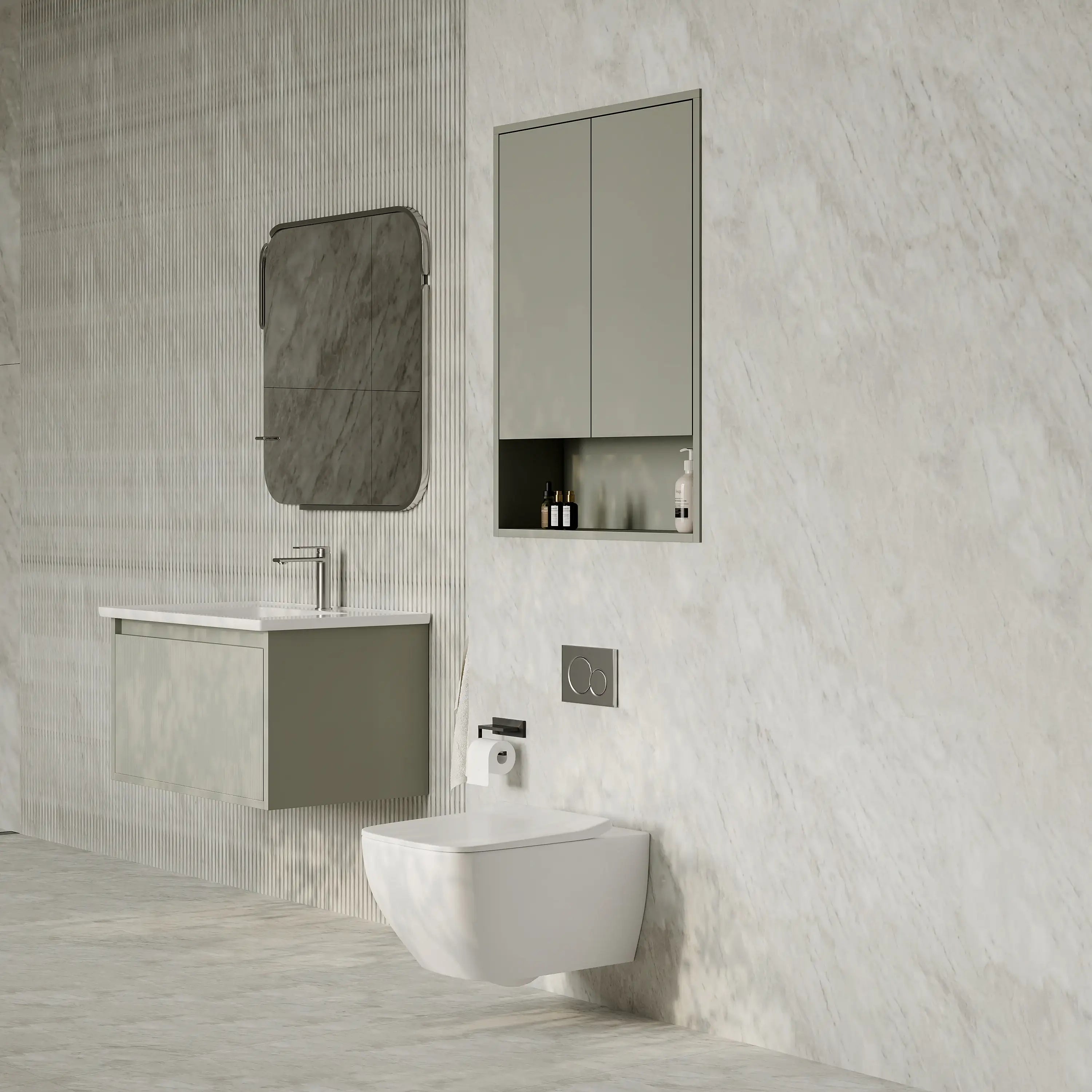 Luna Wall-Mounted Storage Cabinet with Open Shelf