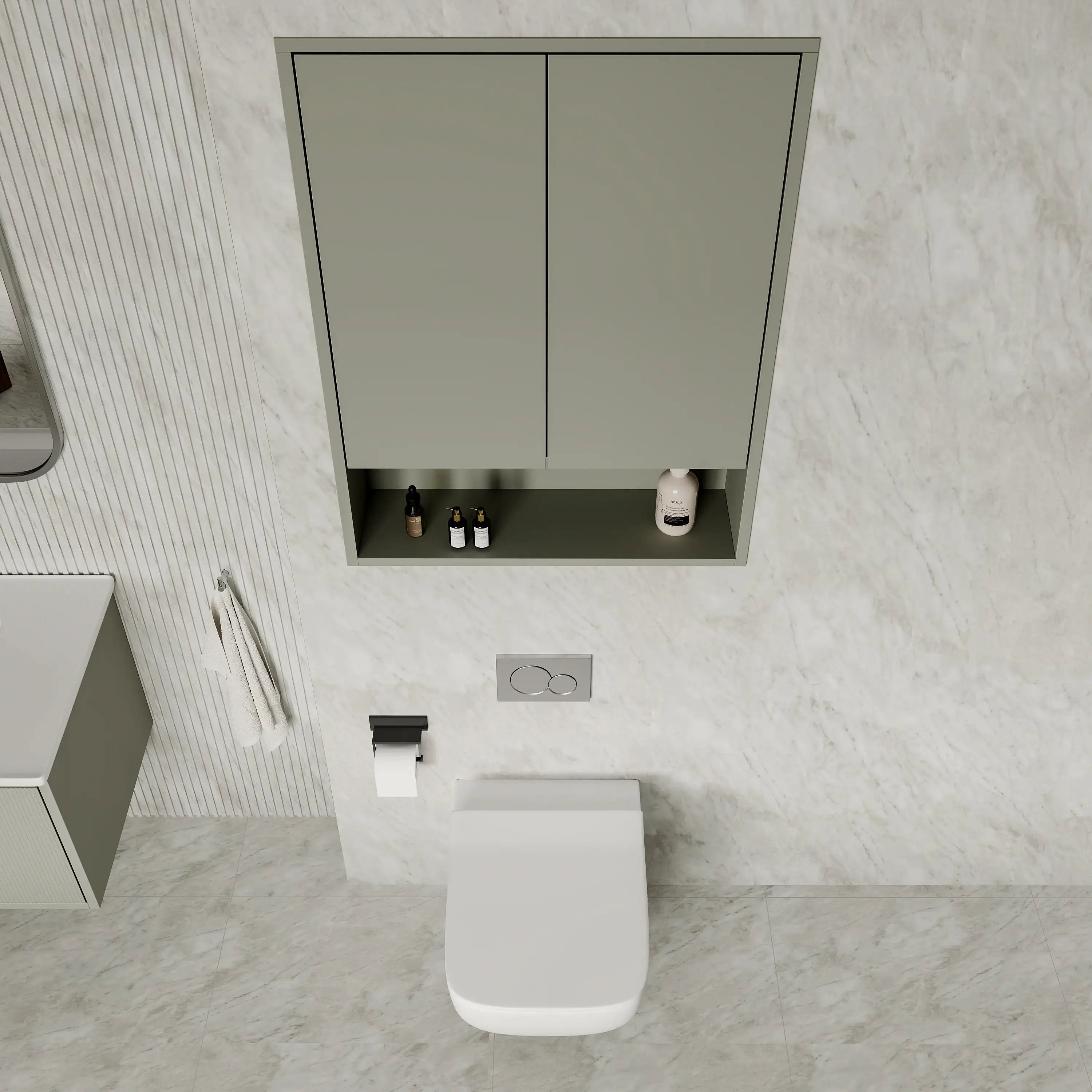 Luna Wall-Mounted Storage Cabinet with Open Shelf