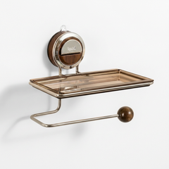 Walnut Toilet Roll Holder with Shelf