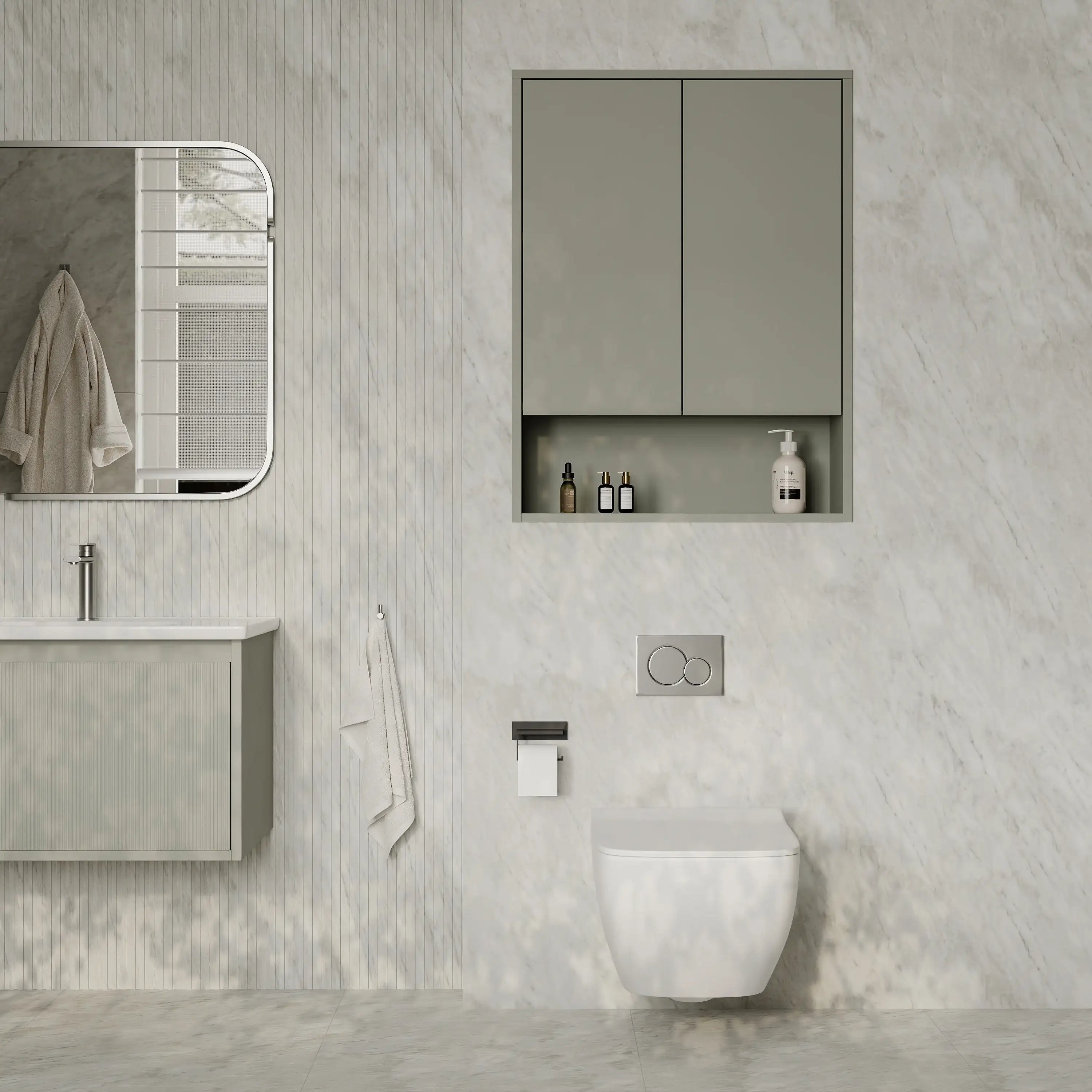 Luna Wall-Mounted Storage Cabinet with Open Shelf