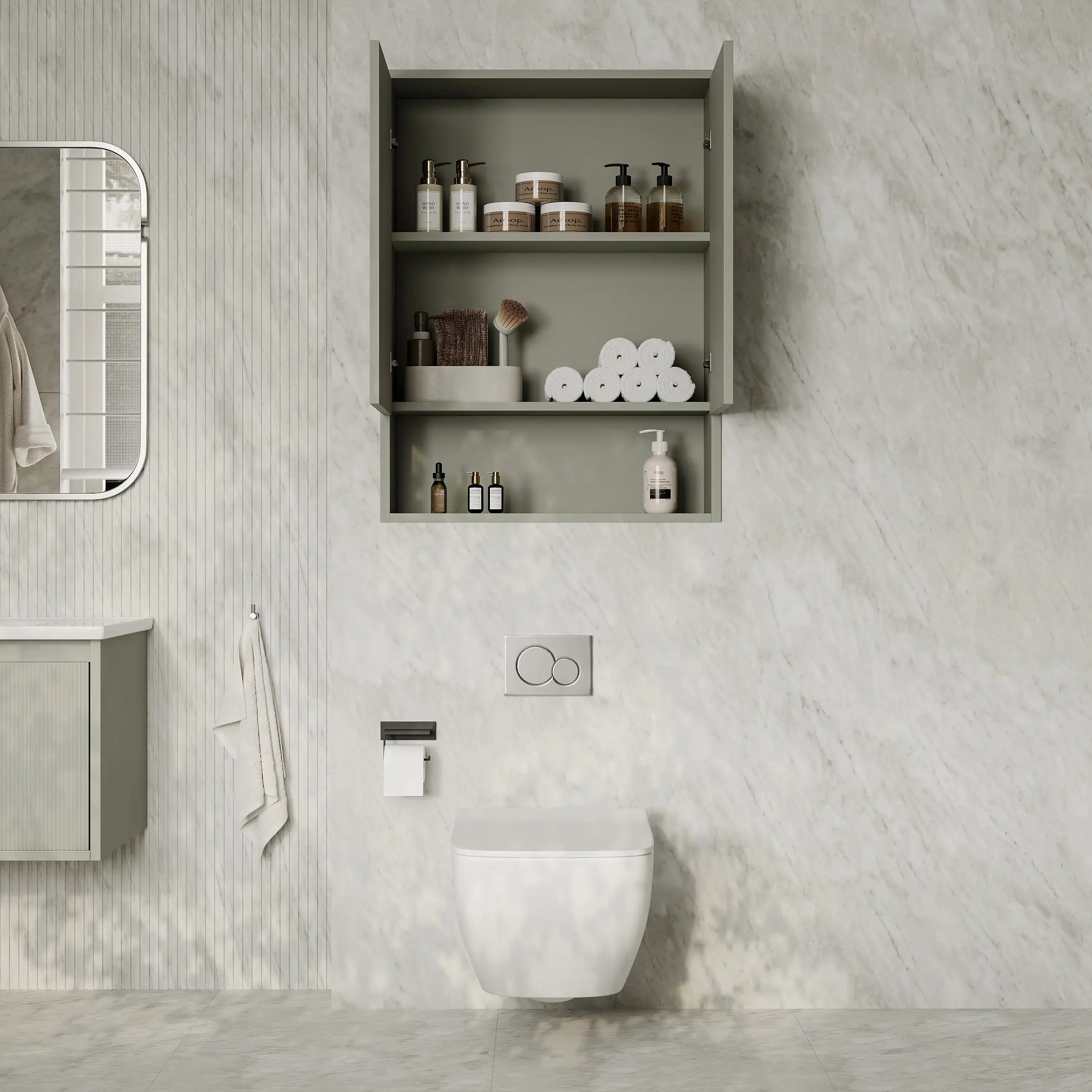 Luna Wall-Mounted Storage Cabinet with Open Shelf