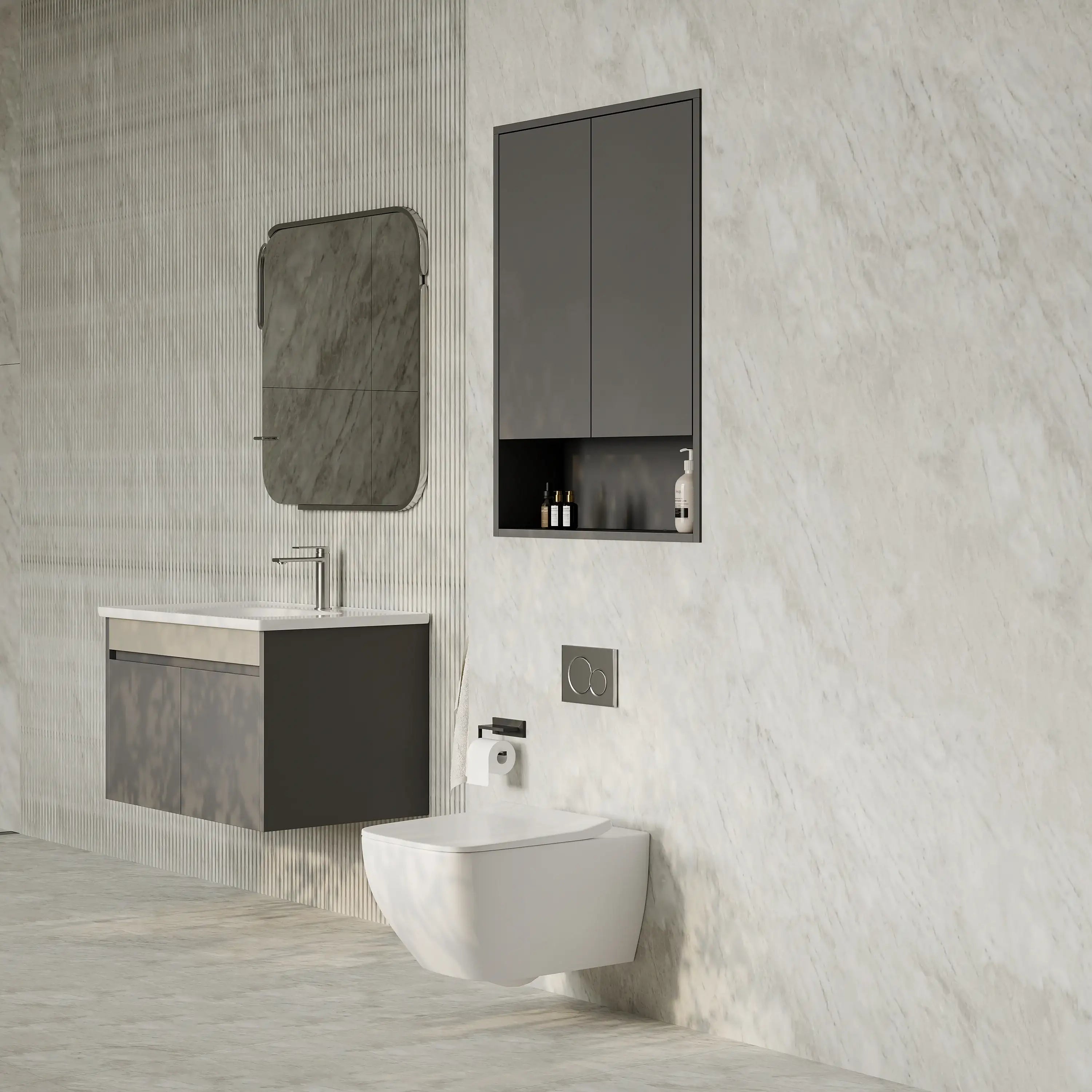 Luna Wall-Mounted Storage Cabinet with Open Shelf