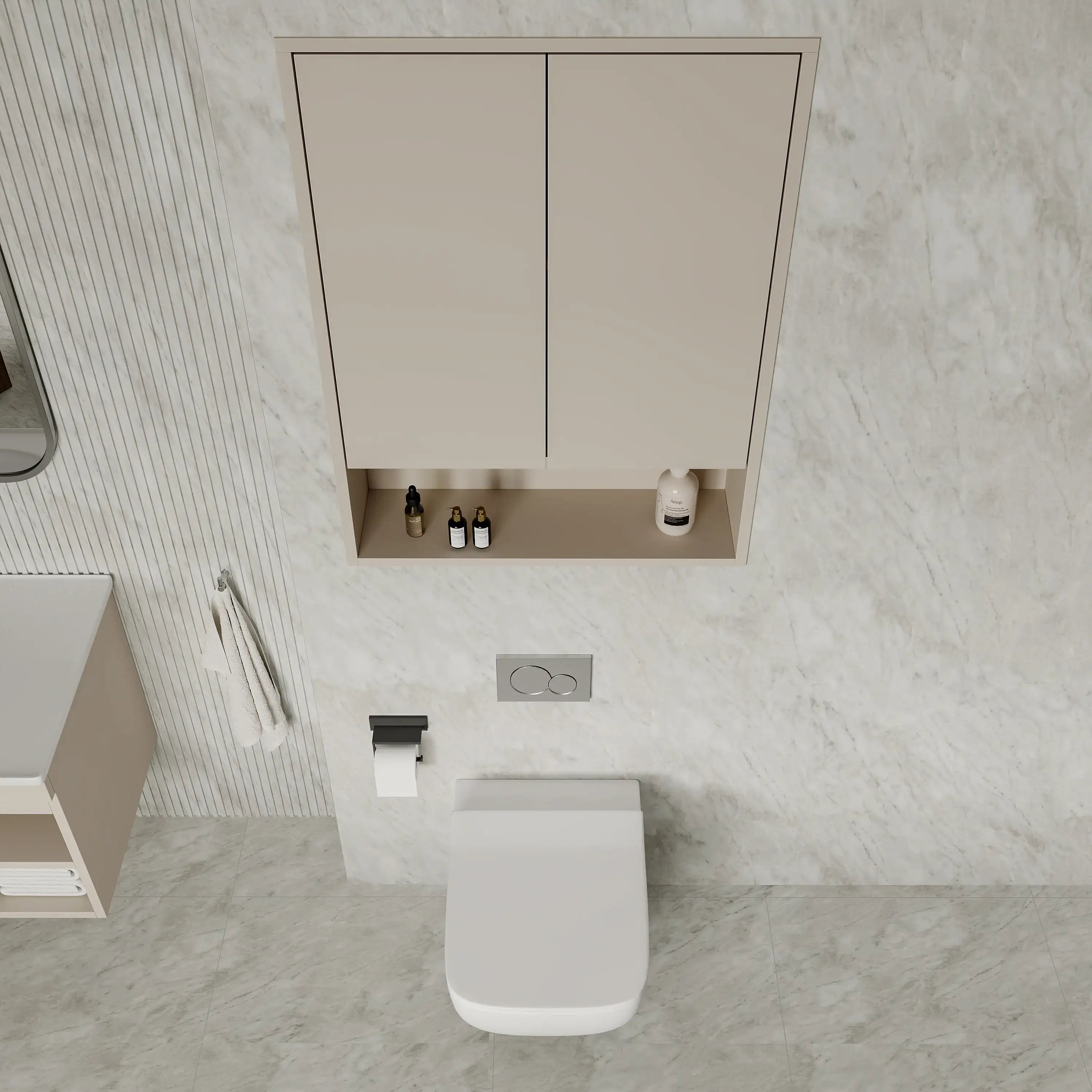 Luna Wall-Mounted Storage Cabinet with Open Shelf