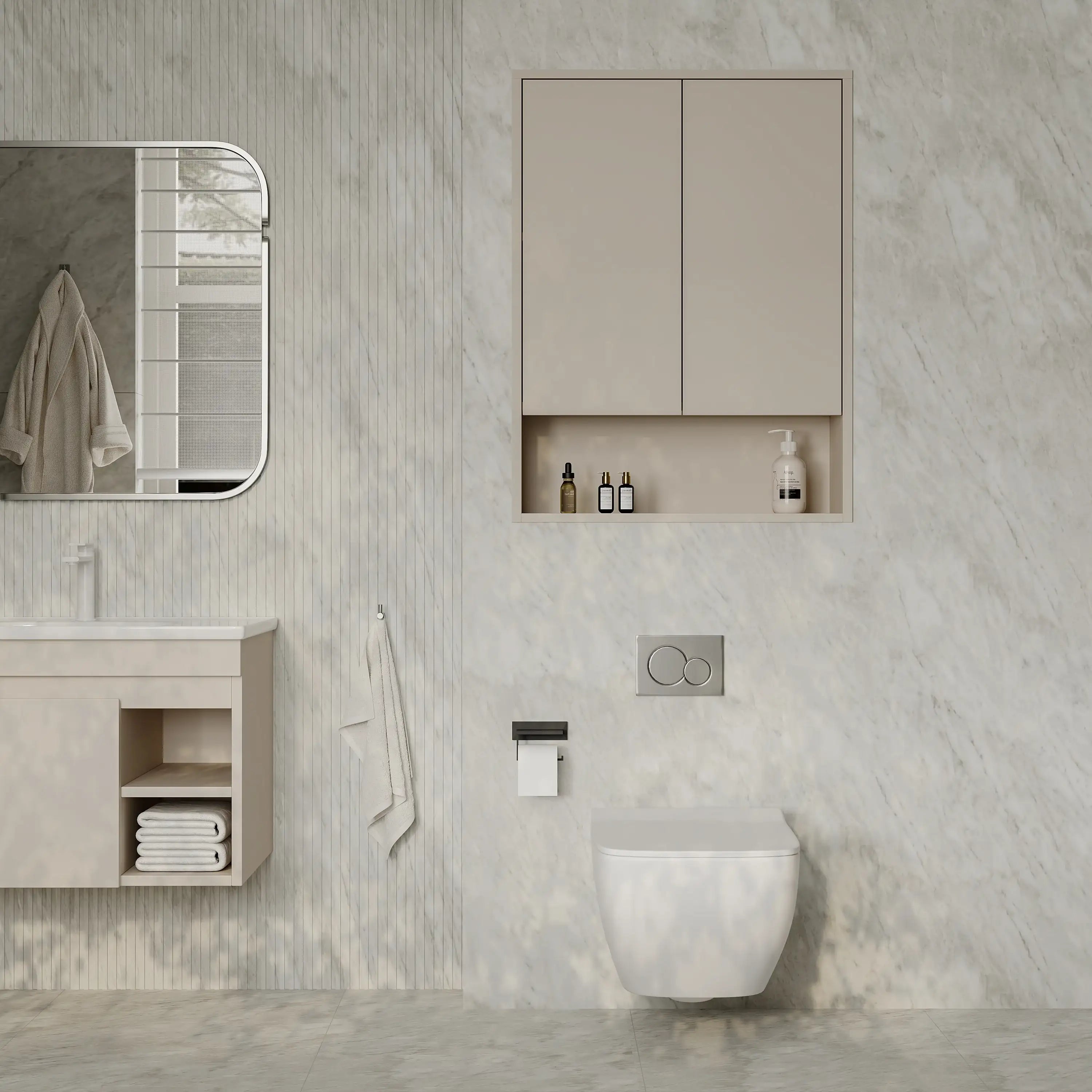 Luna Wall-Mounted Storage Cabinet with Open Shelf