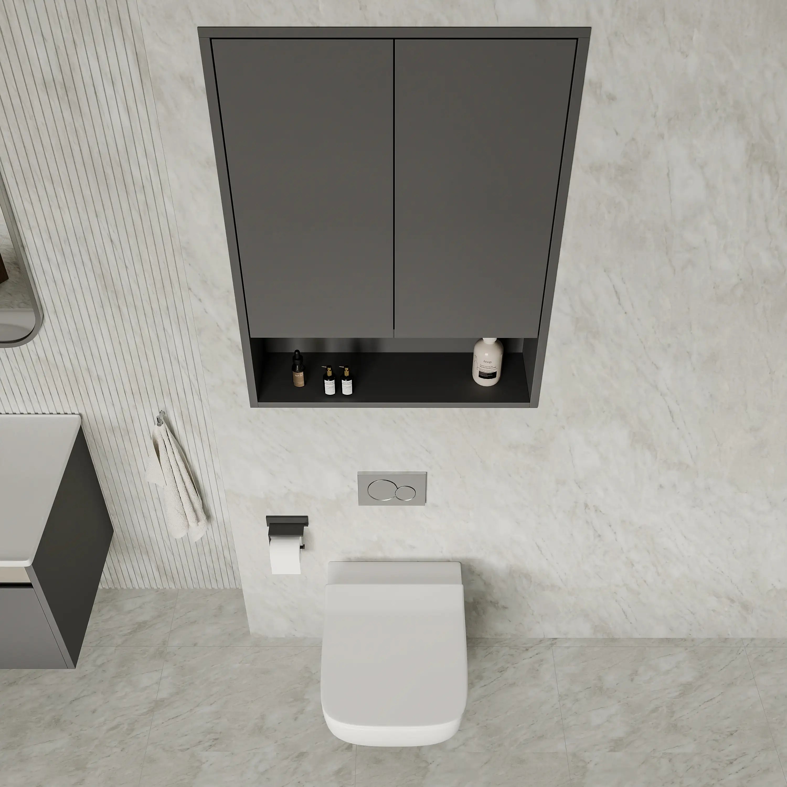 Luna Wall-Mounted Storage Cabinet with Open Shelf